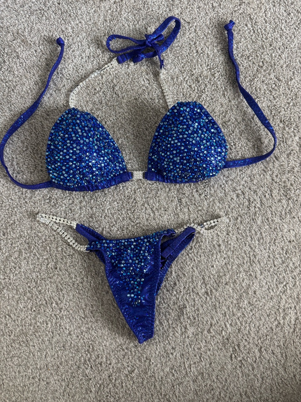 Blue Sequin Bikini Set